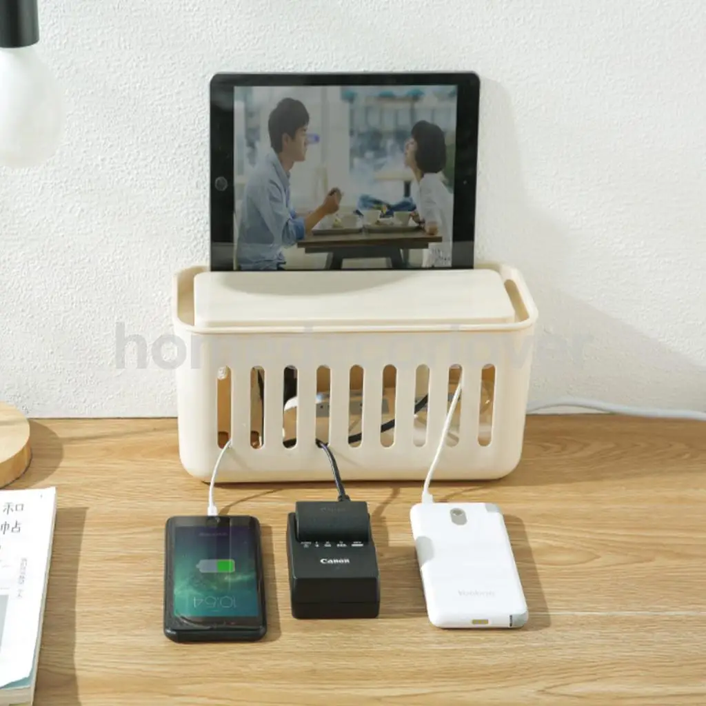 Desktop Cell Phone Cable Storage Box Wire Management