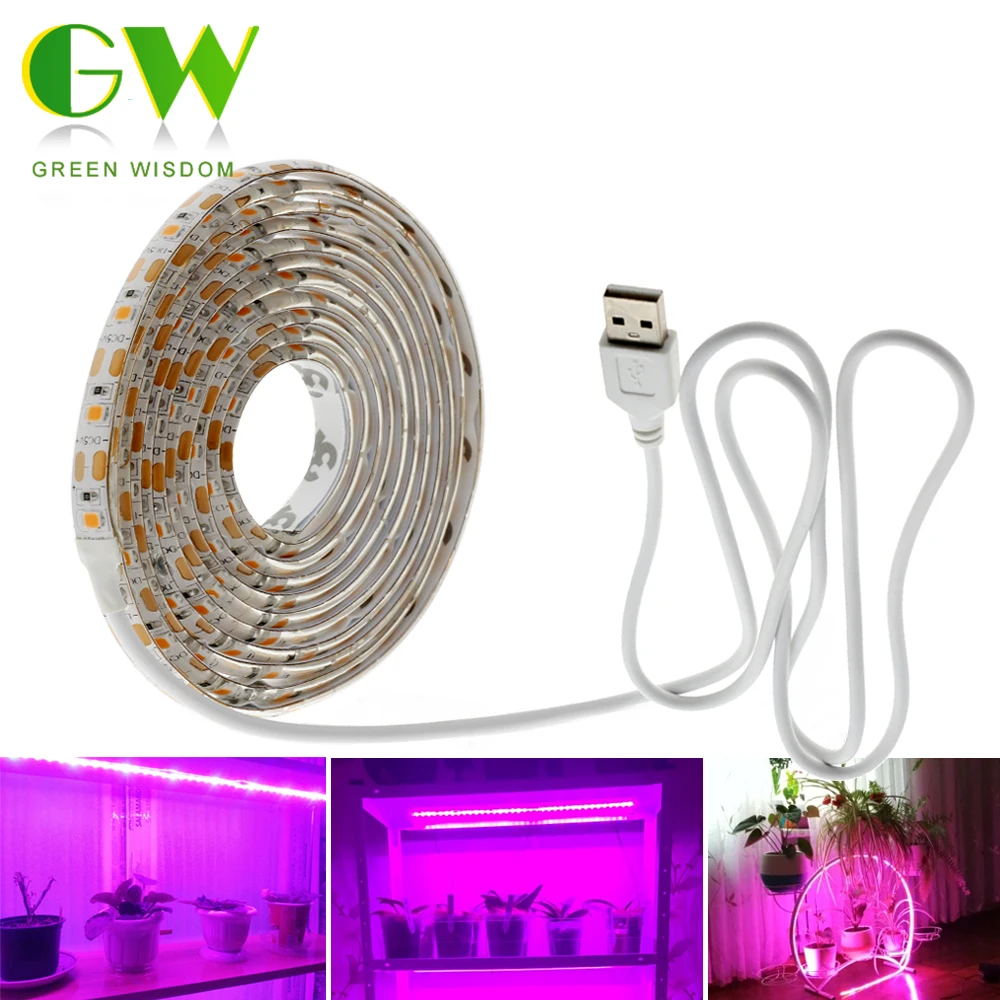 LED Grow Light Full Spectrum USB LED Strip Lights 0.5m 1m 2m 2835 Chip LED Phyto Lamps For Greenhouse Hydroponic Plant Growing