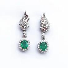 Овальные серьги с зеленым камнем для женщин 925 пробы серебро изумруд висячие серьги шахматная доска резка драгоценный камень