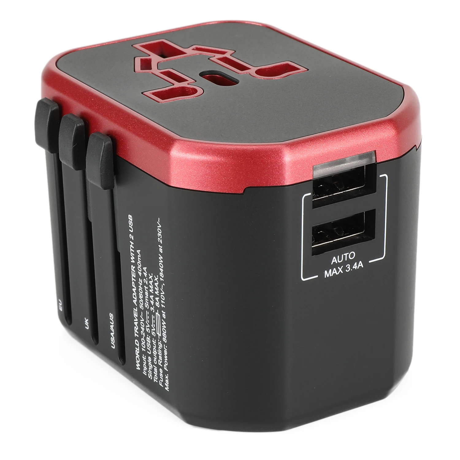 Universal Travel Adapter International Plug Converter Adapter All in one 3.4A 2 USB Worldwide