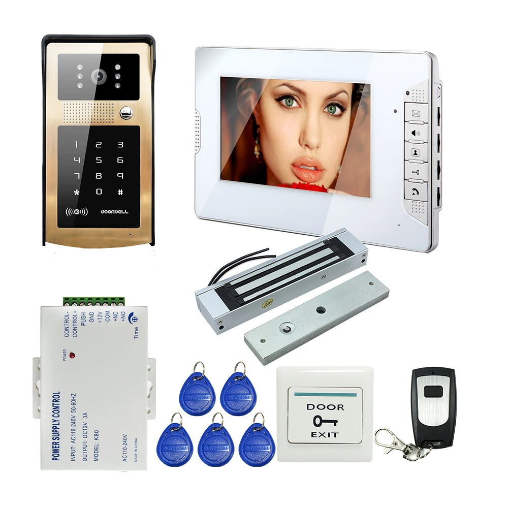 FREE SHIPPING NEW 7 Color LCD Video font b Door b font Phone Intercom Kit Metal