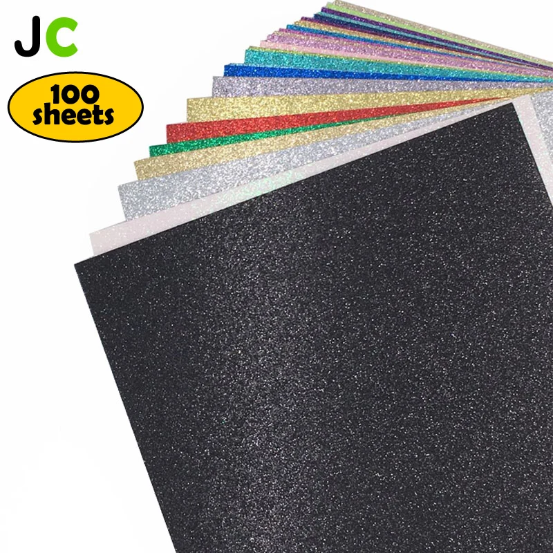 

Glitter Cardstock Craft Paper Party Decoration Wrap Gift Card Making DIY Scrapbook Paper Craft JC 12''x12'' 100 Sheets