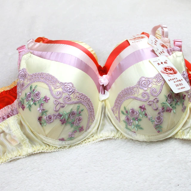 Pure Silk Padded Bra Double Faced Silk Thin 100% Mulberry Silk Glossy  Pattern Bras 34 36 38 40/90A FREE SHIPPING