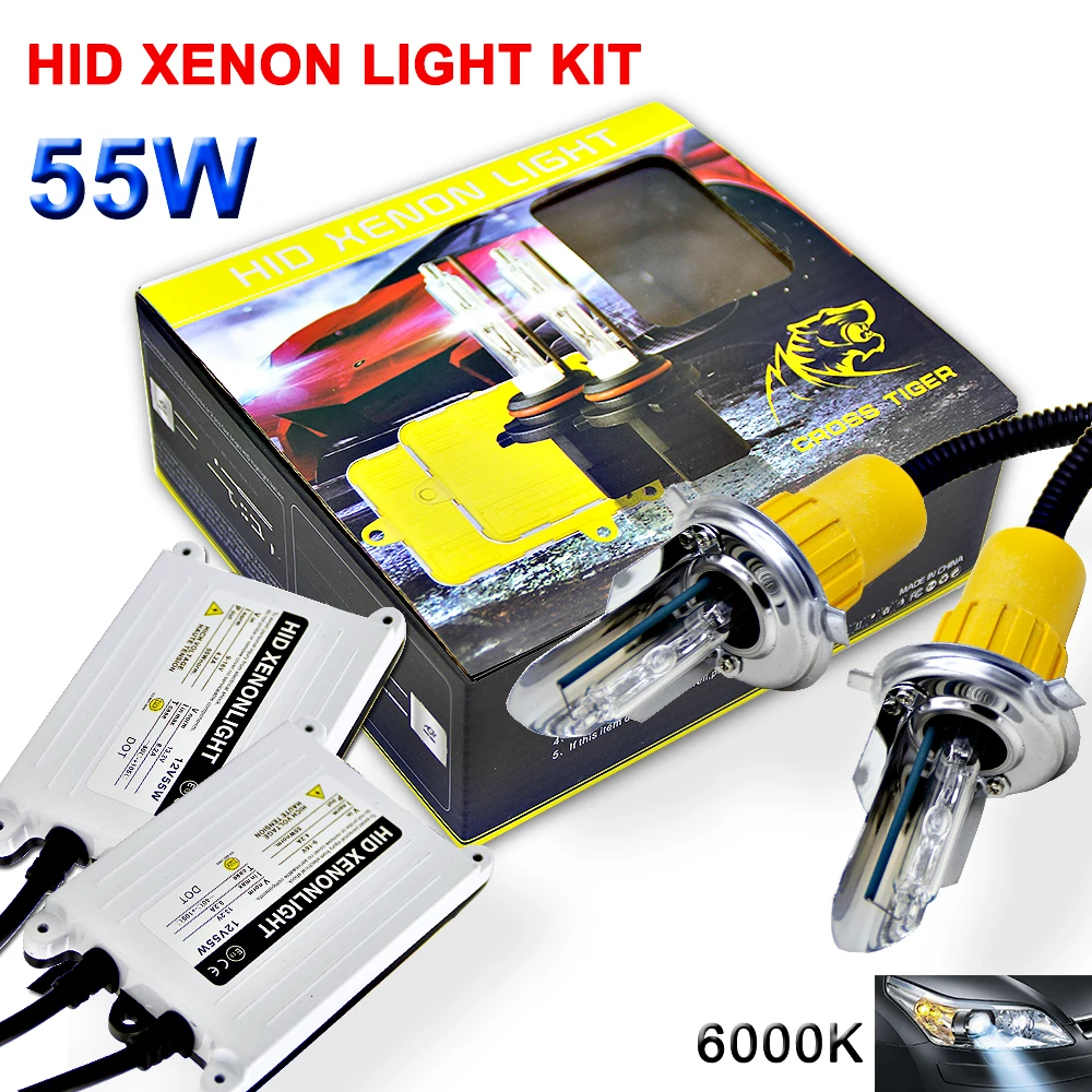 1 комплект ксеноновых ламп комплект ксенонового блока зажигания+ H4 H7 H1 H8 H9 H11 9005 9006 HID лампы 6000k 55W 12V HID H4 Xenon H7 Фары для автомобиля
