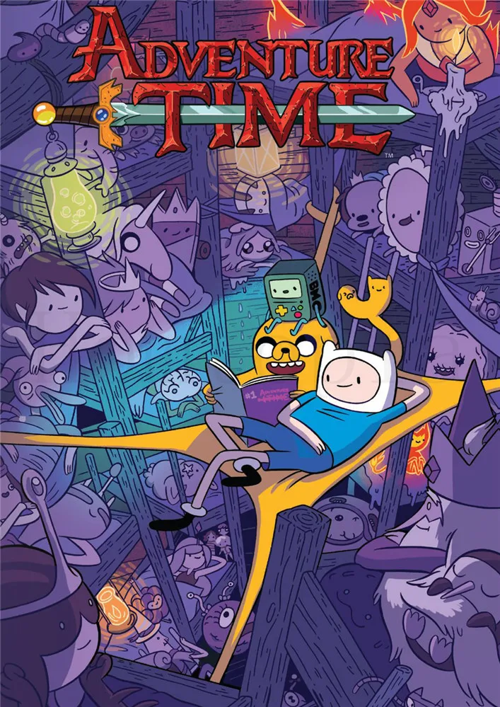 Adventure Time постеры, Мультяшные настенные наклейки, белая бумага с покрытием, принты для украшения дома, гостиной, спальни, бара, домашнего искусства, бренд