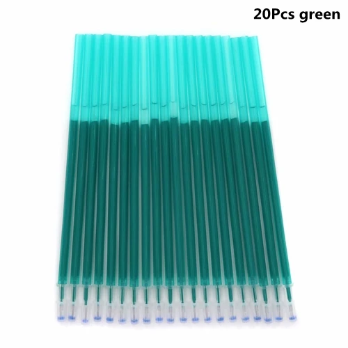 20Pcs green 10/20 шт./лот цветной стержень со стираемыми чернилами набор ручек 0,5 мм зеленый стираемый моющийся стержень для ручки школьные офисные принадлежности канцелярские принадлежности - Цвет: 20Pcs green