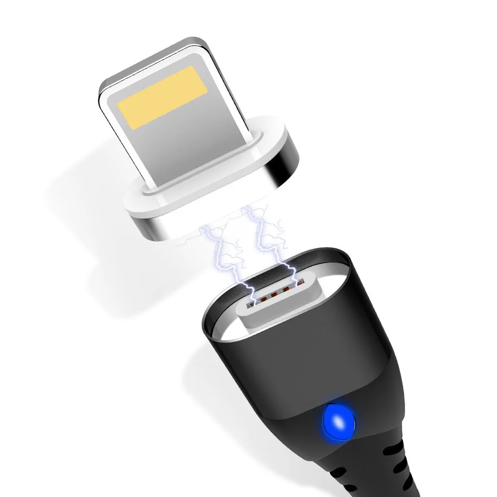 

LED Magnetic Lighting Cable Fast Charging For iphone XS 8 7 6s Micro USB Type-C Charging For Xiaomi 8 Mobile Phone Charger Cord