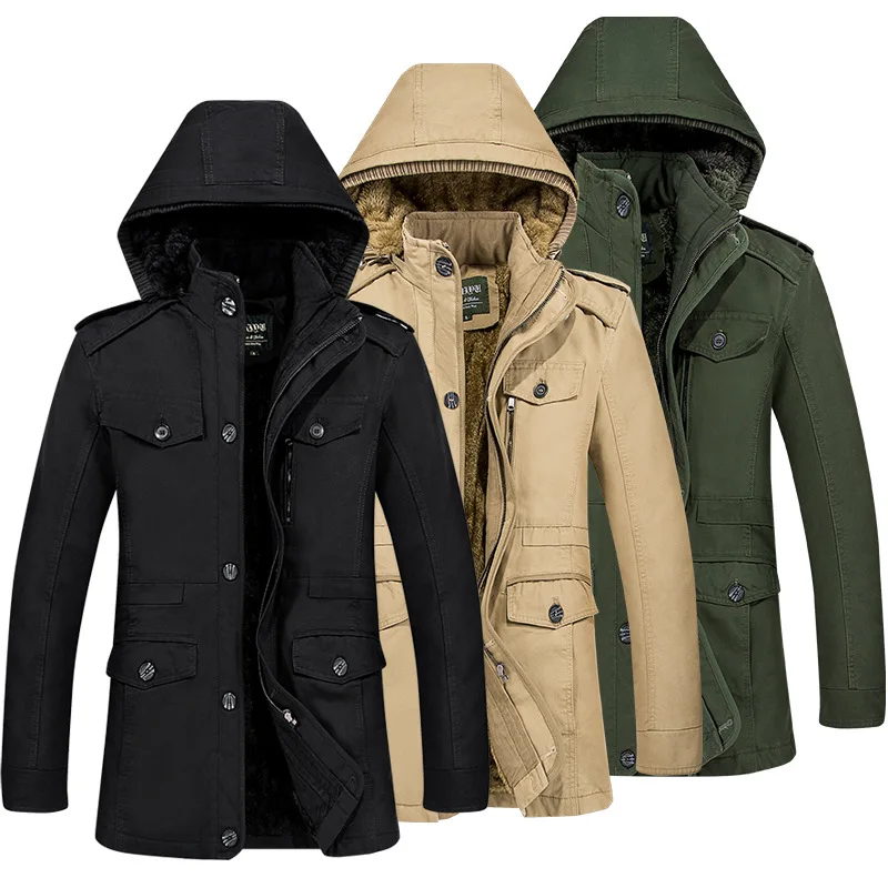 

2018 New ARRIVAL Winter warm thick fleece hooded Trench Coat long sleeves slim fit cotton casual overcoat windbreaker plus size