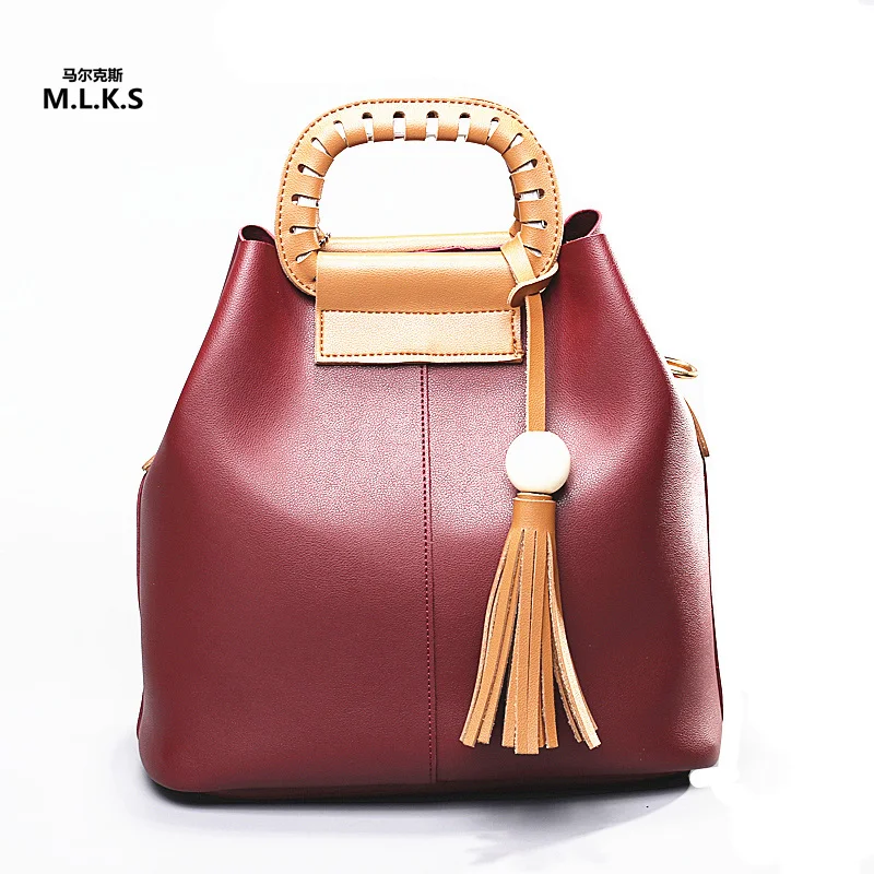 

M.L.K.S 2Pcs/Sets Drawstring Bucket Bag High Quality PU Composite Bag Shoulder Bags Crossbody Women Designer Handbags YK-31
