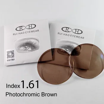 

Rui Hao Eyewear Brand 1.61 Lenses 2PCS Photochromic Lens Optical Prescription lenses Aspheric Ultra-thin Myopia Eyeglasses
