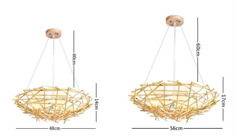 Краткое оригинальность светодиодный деревянный современный подвесной светильник западный ресторан спальня персонализированные кафе Птичье гнездо Твердые светильники