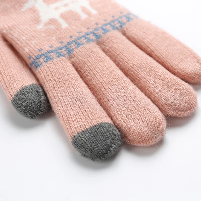 2018 Сенсорный экран перчатки женские зимние олень вязаные шерстяные перчатки женские теплые перчатки варежки