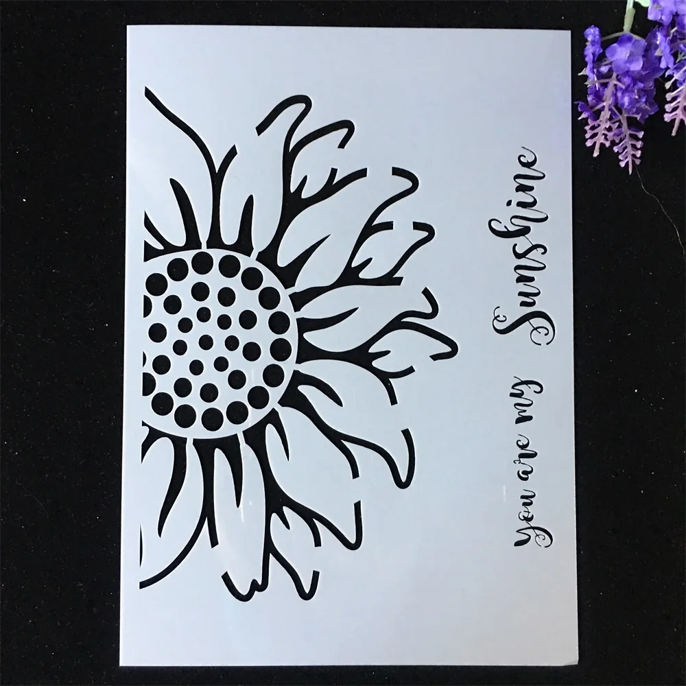 

1Pcs A4 29*21cm Half Sunflower DIY Layering Stencils Painting Scrapbook Coloring Embossing Album Decorative Card Template