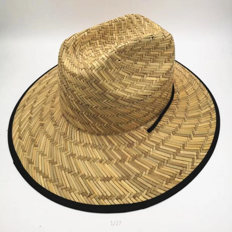 Новая натуральная Бамбуковая Шляпа с большими широкими полями ржавая мужская соломенная спасательная шляпа летняя Солнцезащитная шляпа