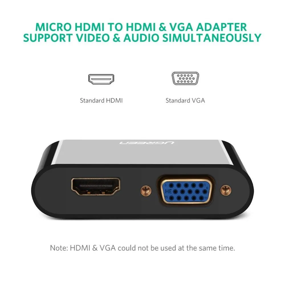 Ugreen Micro HDMI в VGA адаптер с 3 5 мм аудио USB порт для планшета камера кабель
