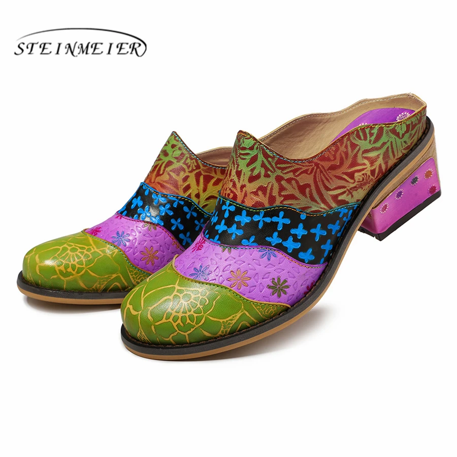 

Genuine Leather Women sandals oxford shoes woman Slippers shoes gladiator oxfords summer High heel sandals for women 2019 blue