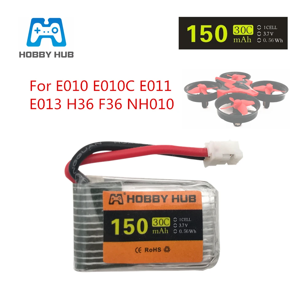 

3.7v 150mah 30C For Eachine E010 E010C E011 E013 H36 F36 NH010 Battery RC Quadcopter Spare parts 150mah 3.7 V LIPO Battery