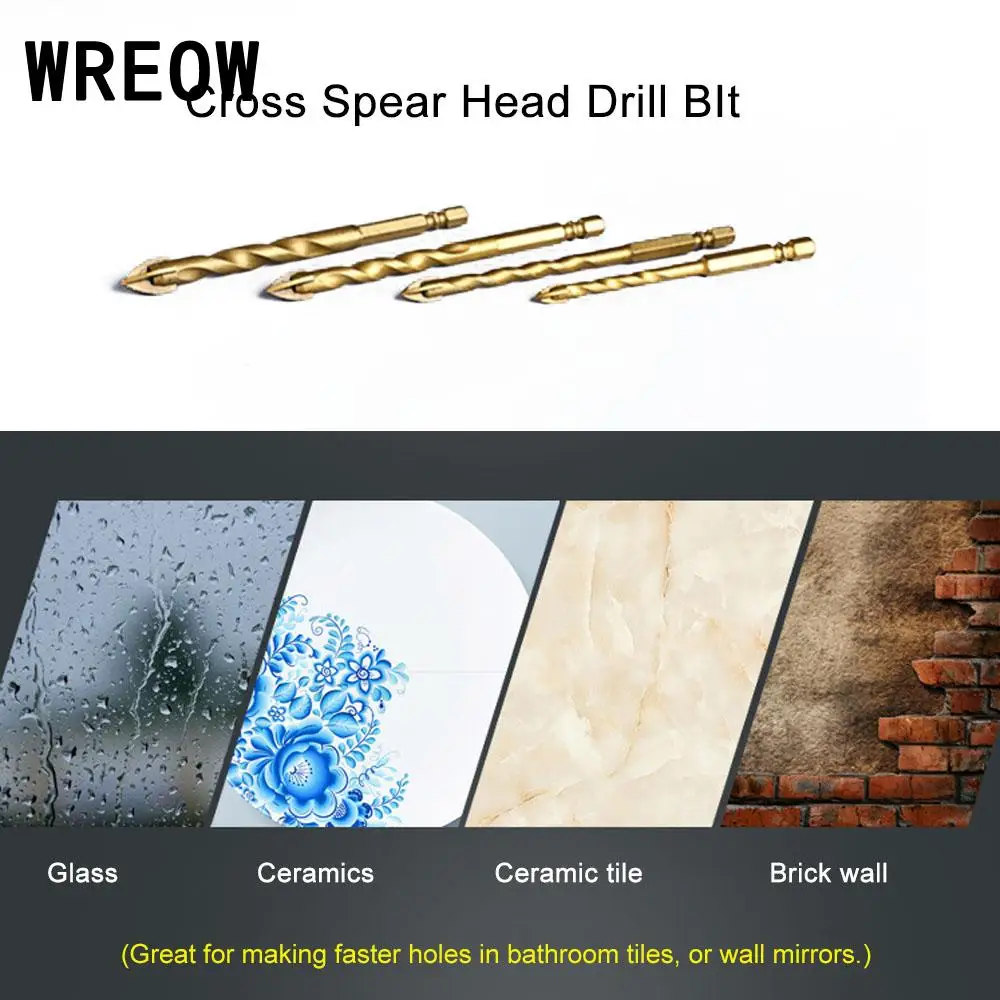 

1Pc Hex Shank Titanium Tungsten Drill Bit Carbide Tile Glass Cross Spear Head Drilling Cutter Tool 6mm 8mm 10mm 12mm D4