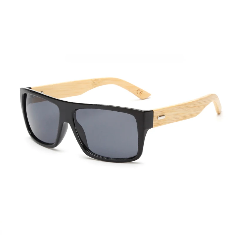 Оригинальные деревянные бамбуковые солнцезащитные очки для мужчин и женщин, зеркальные UV400 Солнцезащитные очки из натурального дерева, золотисто-синие уличные очки, мужские солнцезащитные очки - Цвет линз: KP1523 C1 Black