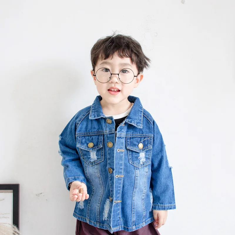 Baby Denim Jackets 2018 fall trend broken hole boy Denim Coats Long