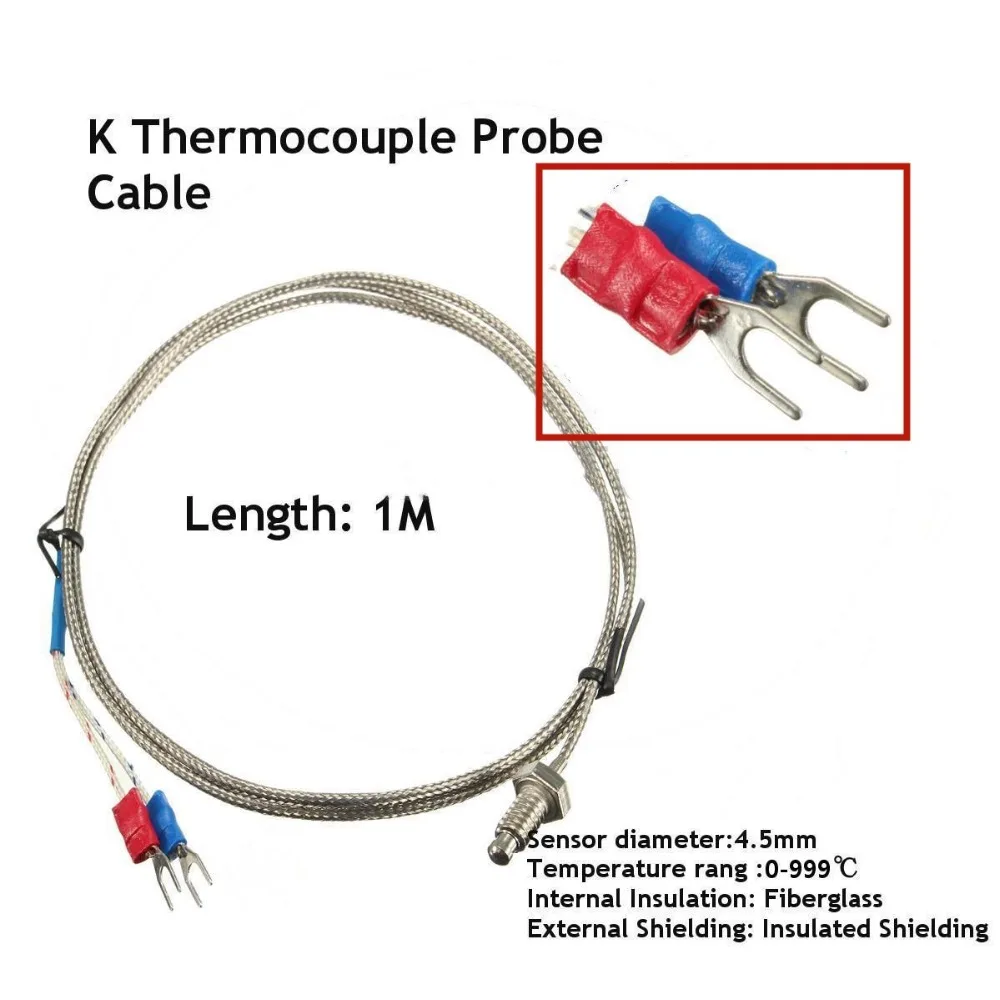 Цифровой 220 в PID REX-C100 регулятор температуры+ max.40A SSR+ K термопара, PID контроллер комплект+ радиатор