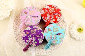 

100pcs Chinese Traditional Double Happiness Chocolate Tassel Boxes Candy Box For Wedding Favor and Gift Decoration