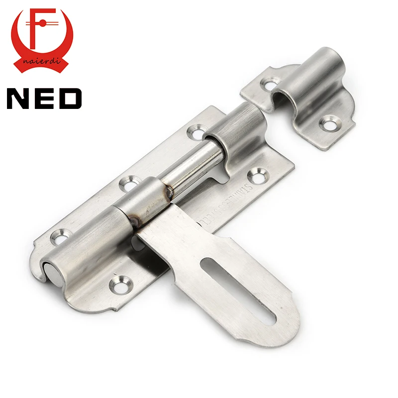 

NED-5111 304 Stainless Steel Door Bolt Security Guard Lever Action Flush Latch 4 inch Slide Bolt Lock For Furniture Hardware