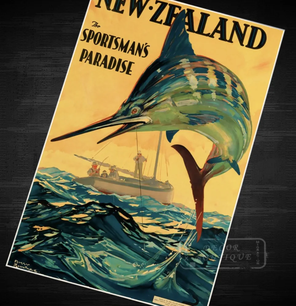 

New Zealand NZ Sport Man Paradise Post Milford Sound Scenic Vintage Poster Canvas Painting Wall Art Home Sticker Decor Gift