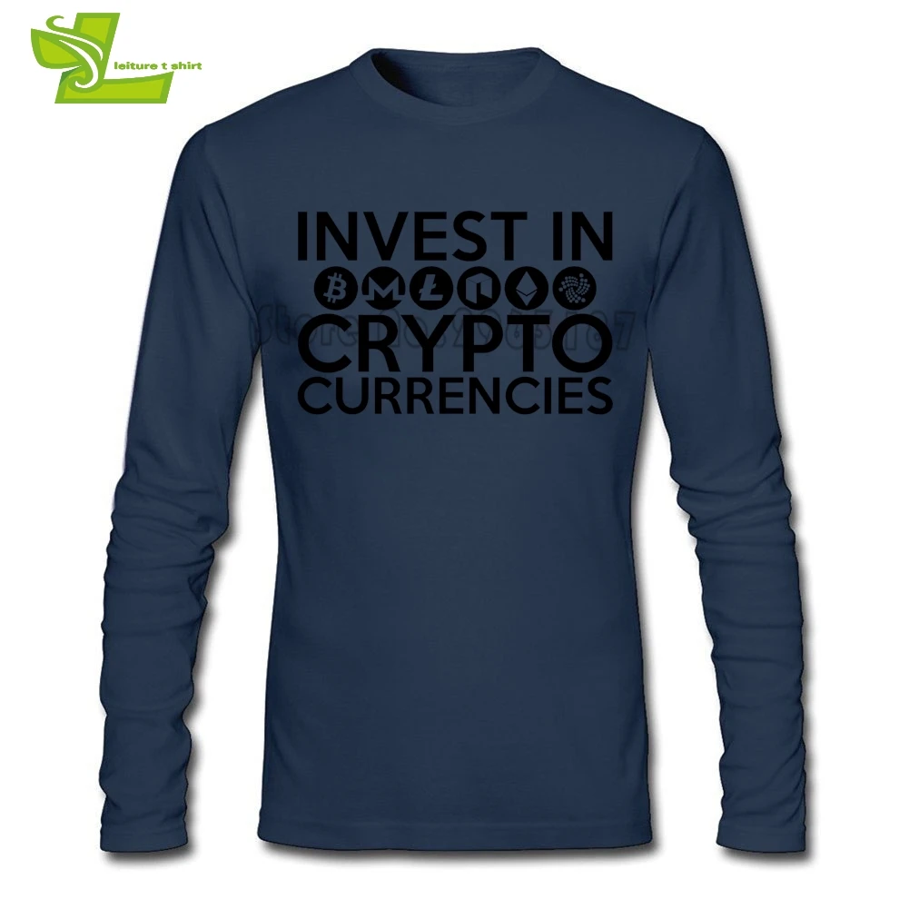 Invest In Cryptocurrencies Ethereum Litecoin Monero Bitcoin Zcash T Shirt Men's Long Sleeve O Neck Tees Adult Latest Tshirts