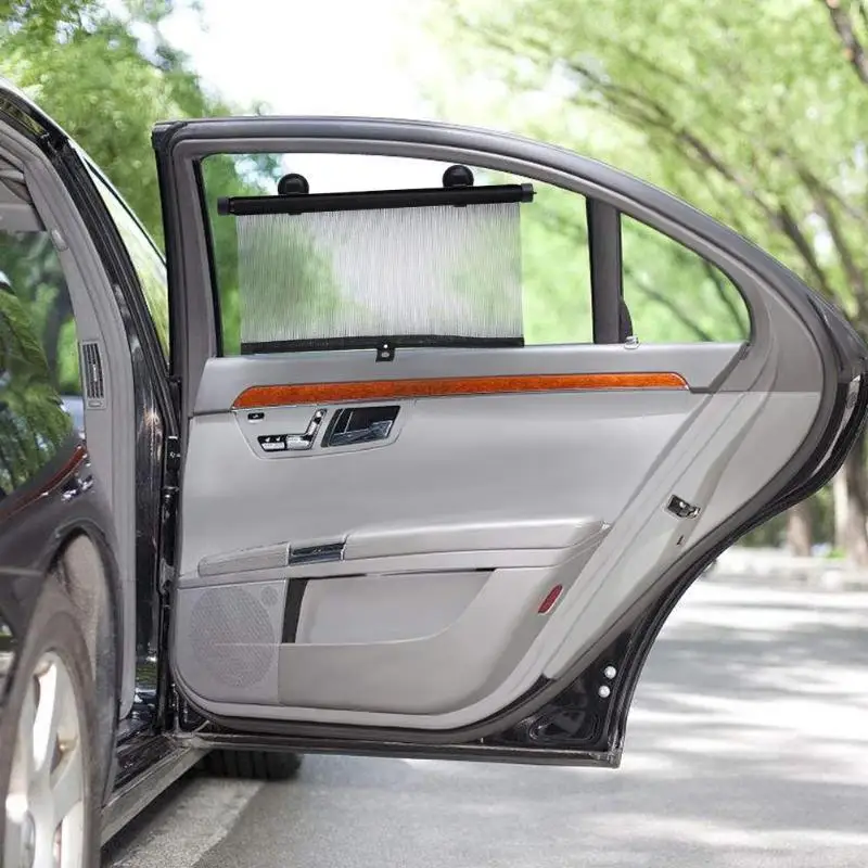 

VODOOL 2Pcs Car Window Sun Shade Visor Roller Blind Retractable Auto Side Screen Sunshade Curtain Child Kids UV Protector Shield