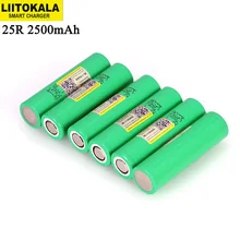 6 шт LiitoKala 18650 2500mAh аккумуляторная батарея INR1865025R 3,6 V разрядка 20A для электронных сигарет