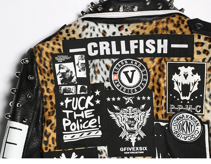 С леопардовым принтом из искусственной кожи Искусственная кожа мотоциклетные куртки в стиле панк-рок верхняя одежда в стиле граффити высокого уличный стиль бренд Для женщин с заклепками
