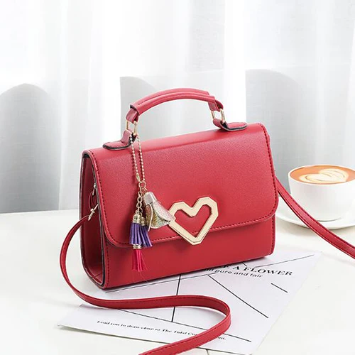 Yogodlns, женские сумки, простой стиль, модная сумка с клапаном, сумка-мессенджер с кисточкой, сумка на плечо с застежкой в виде сердца, сумки через плечо, сумка-тоут - Цвет: wine red