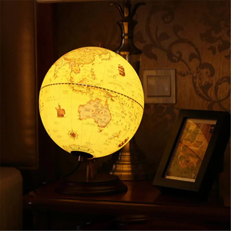 Американский Винтаж светодиодный Глобус настольные лампы домашнего офиса школы студент ребенок Творческий географических глобус Карта