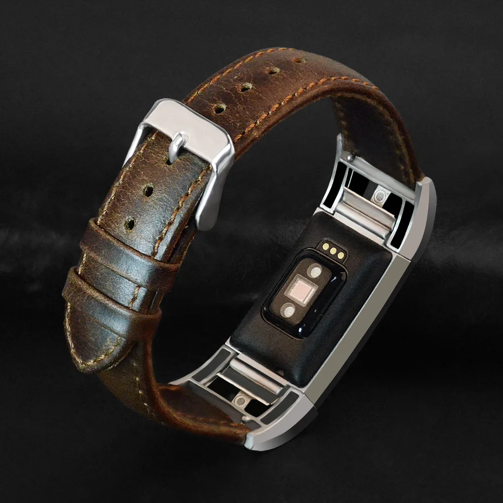 Replacement Fitbit Charge2 Bands Leather Straps Band Interchangeable Smart Fitness Watch Band With Stainless Frame for Charge 2