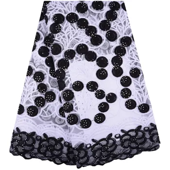 

White+Black Milk Silk Nigerian Lace Fabrics For Wedding Dress African Cord Lace Fabrics High Quality Guipure Lace S1396