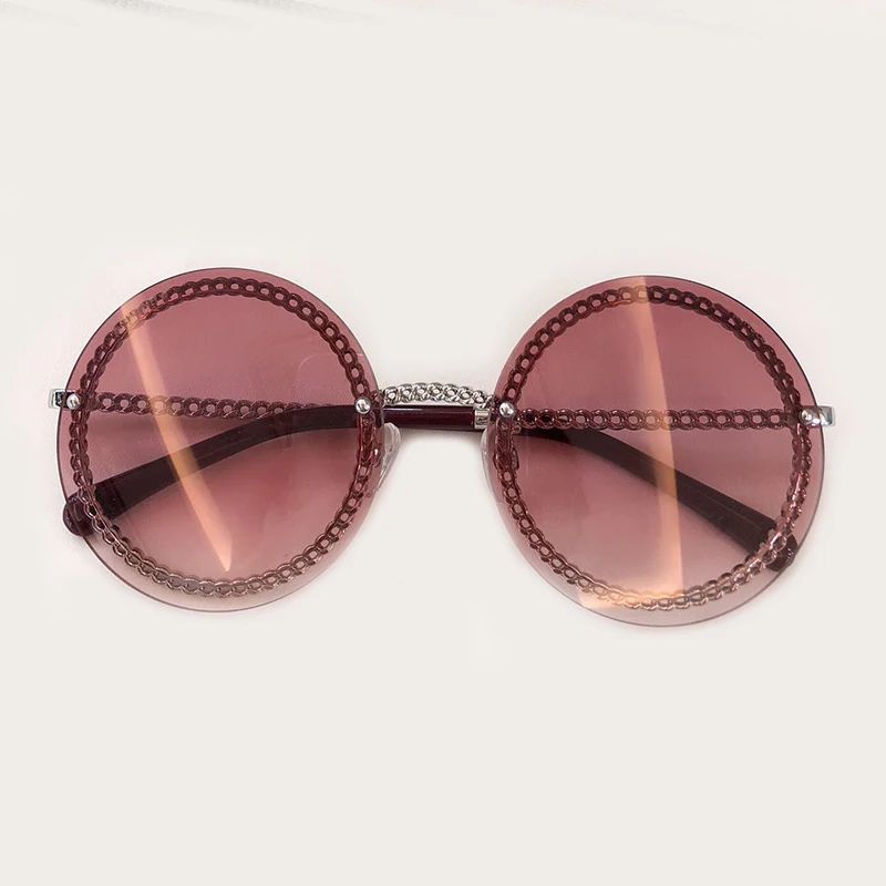 Новое поступление, женские круглые солнцезащитные очки, сплав, оправа, цепь, солнцезащитные очки для женщин, Oculos de sol UV400