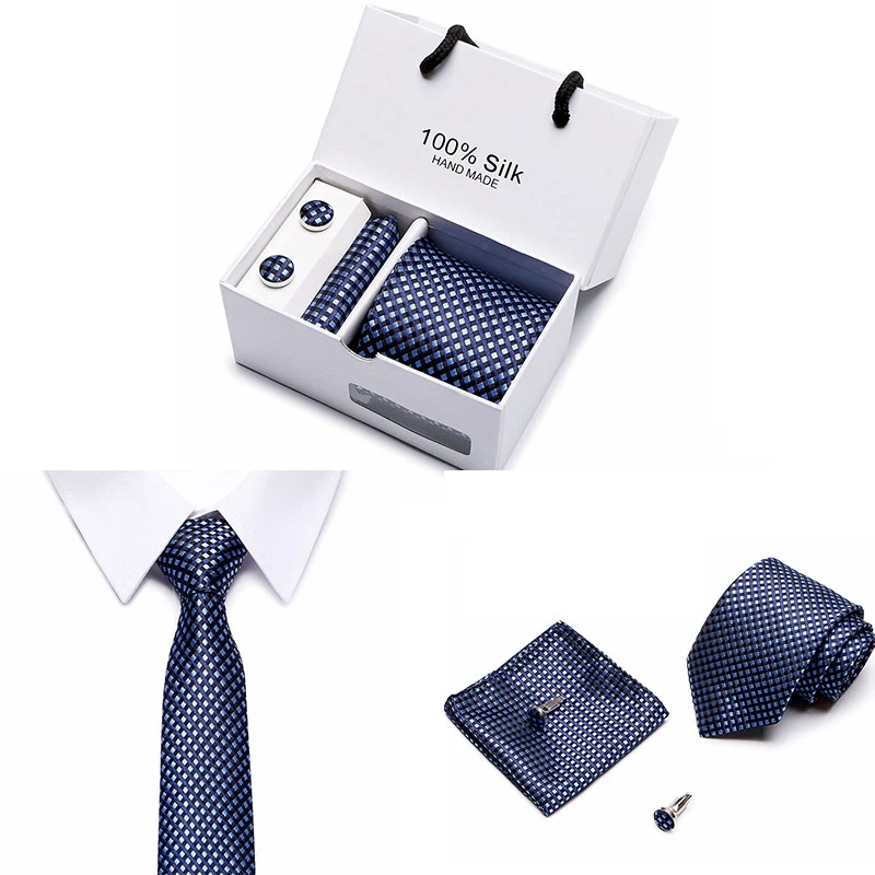 Классический клетчатый узор мужские галстуки Набор Галстуки для костюма Свадебный Мужской галстук с подходящим карманом квадратные Галстуки карманные квадратные 3 комплекта подарки