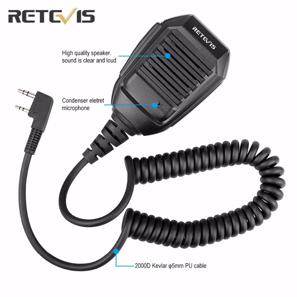 5 шт. Retevis RS-113 2 Pin удаленного тяжелых Динамик микрофон для Baofeng UV5R Retevis H777 RT21 RT1 RT3 для Kenwood двухстороннее радио C9057A