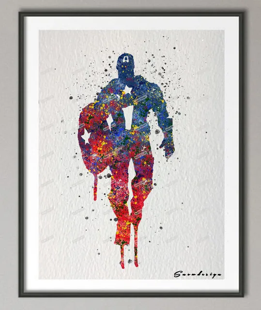 Captain America Wall Art aliexpress : buy original watercolor captain america canvas Captain America Wall Art aliexpress : buy original watercolor captain america canvas