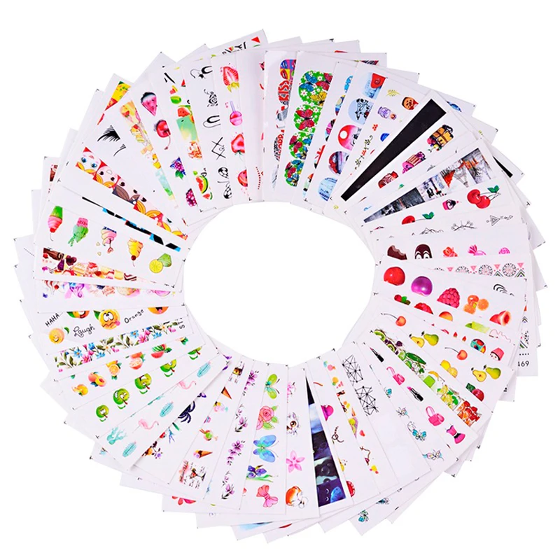 

1 Set Mixed Colorful Image Nail Stickers Fruit/Cake/Necklace/Butterfly DIY Cute Sliders Manicure Water Decals Sets TRSTZ455-512