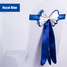 100 шт./лот Королевский синий Двойной Кролик Bow Tie спандекс стул створки elestic Пряжка ремешок для гостиницы Свадебная вечеринка стул украшения