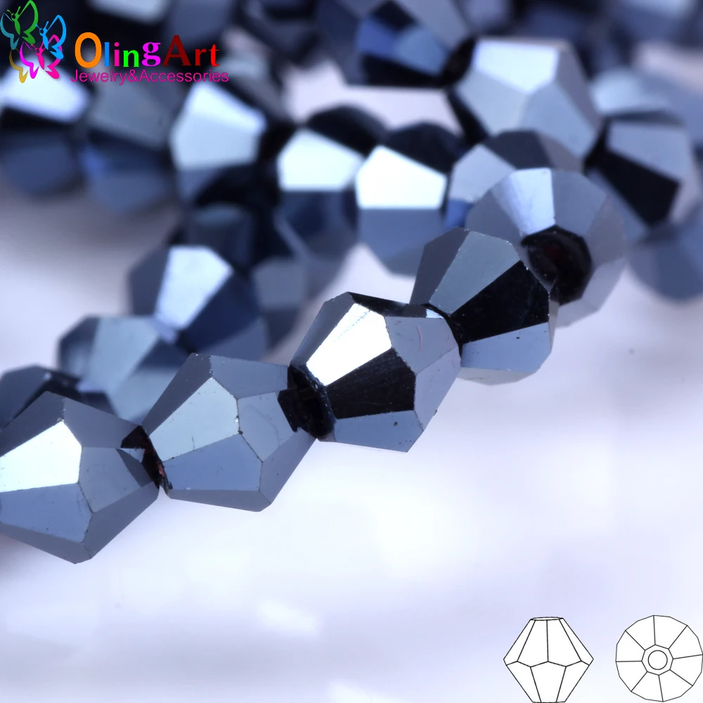 

OlingArt 3/4/6/8mm Bicone Upscale Austrian Multicolored crystal Hematite color beads Loose bead bracelet DIY Jewelry Making