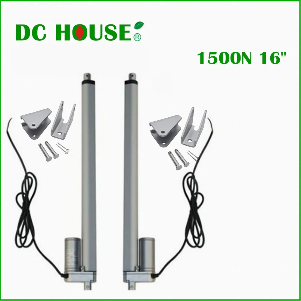 

2 PCS 400mm/16inch Stroke Heavy duty DC 12V 1500N/330lbs Load Linear Actuator multi-function 16" Electric Motor