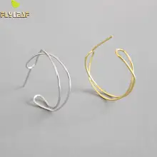 Форзац золотая линия твист серьги гвоздики для женщин тренд 925 пробы серебряные женские модные ювелирные изделия