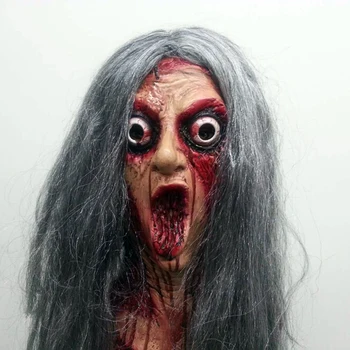

Lady latex mask Horror Demon Mask Creepy Zombie Mask women Party Cosplay Props Scary Halloween female Masks