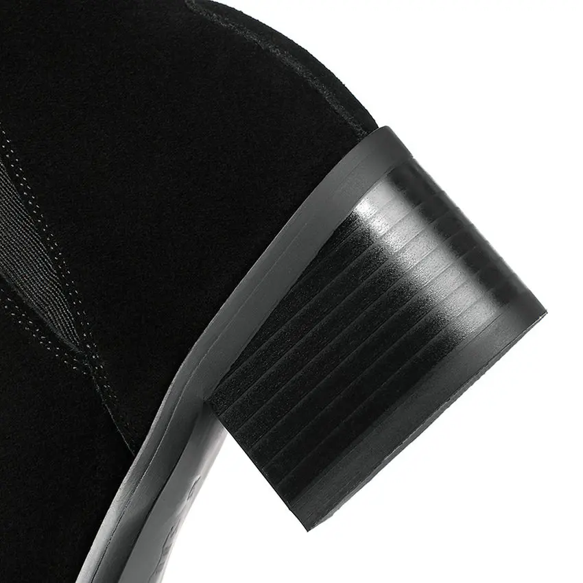 40 À Mode Bottes Cuir 2018 Pointu Femmes Bout En Noir Daim Qutaa Hauts orange Talons Dames Carré Taille Cheville Pu Élastique 34 Bande Vache x1twZYwnqO