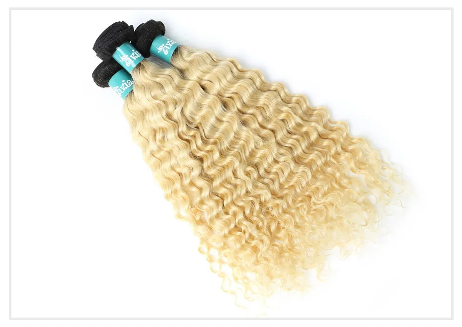 1B 613 Blonde Deep Wave Ombre Hair Bundle (2)