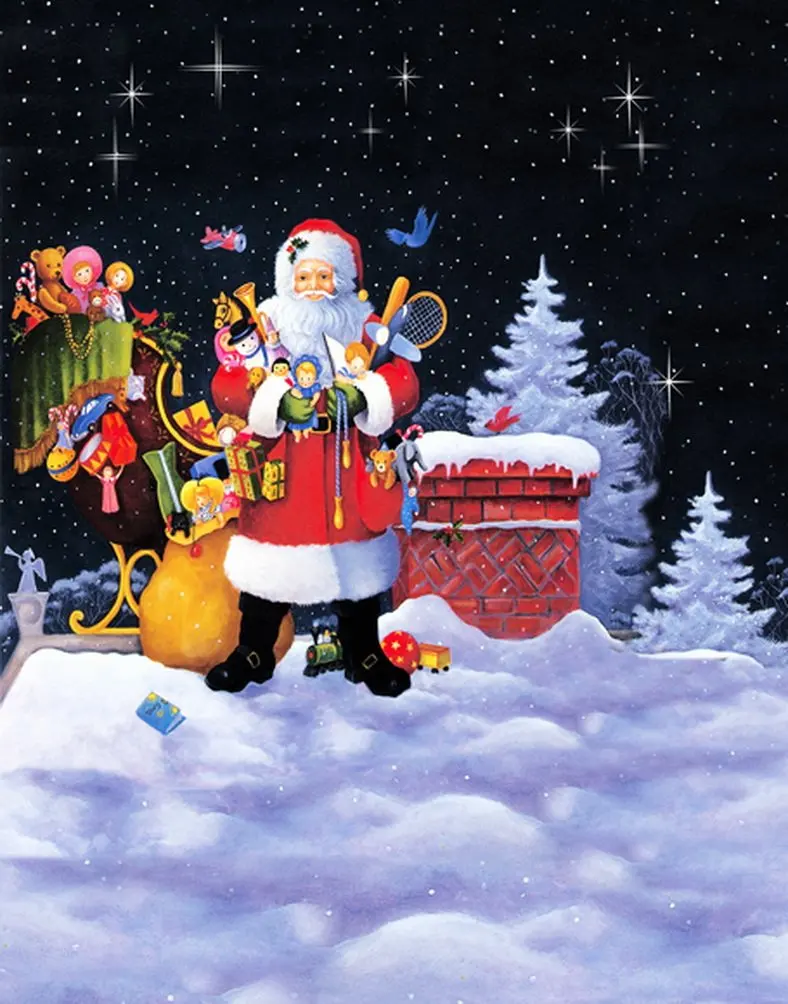 

Santa Claus Christmas Tree Gift Photography Backdrops Photo Props Studio Background 5x7ft