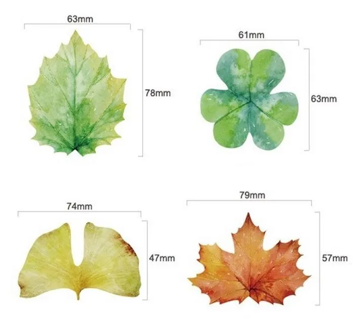 4 шт./лот Творческий листьев заметка Зеленый завод разместить его блокнот закладки канцелярские принадлежности Школьные принадлежности 1681